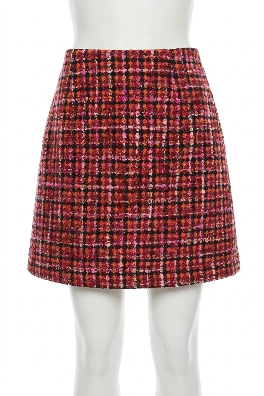 NEW MOLLY BRACKEN high-waisted check pattern mini skirt in multi